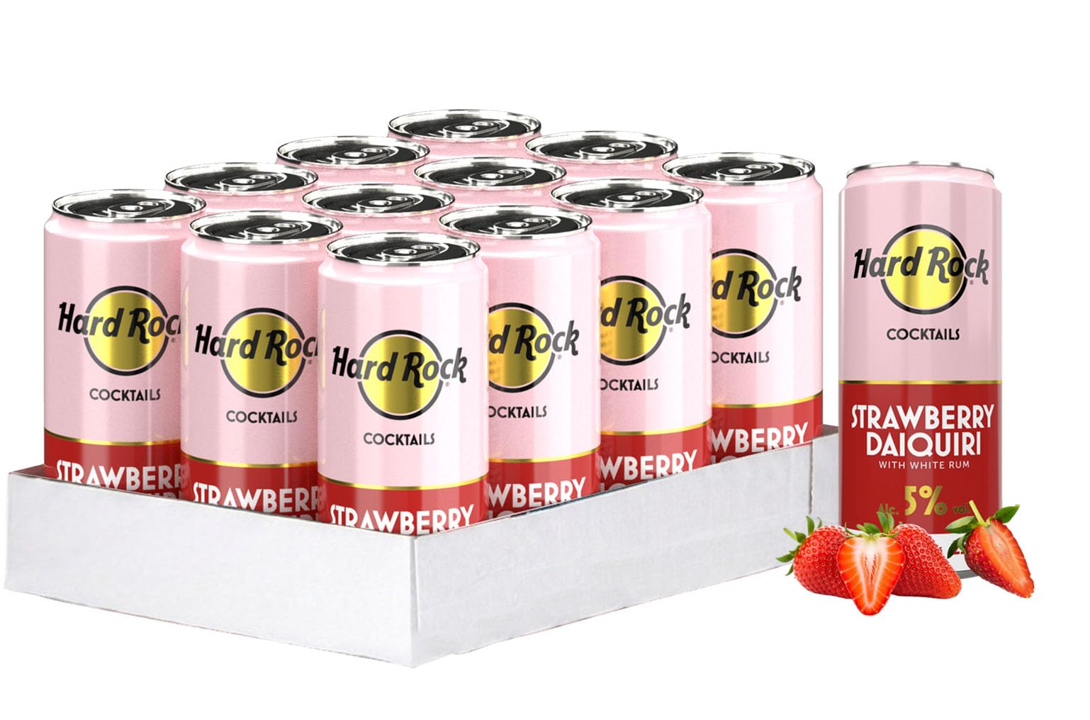 12 x 250ml - HARD ROCK READY TO DRINK COCKTAIL STRAWBERRY DAIQUIRI 250ML 5% - PACK 12 LATAS