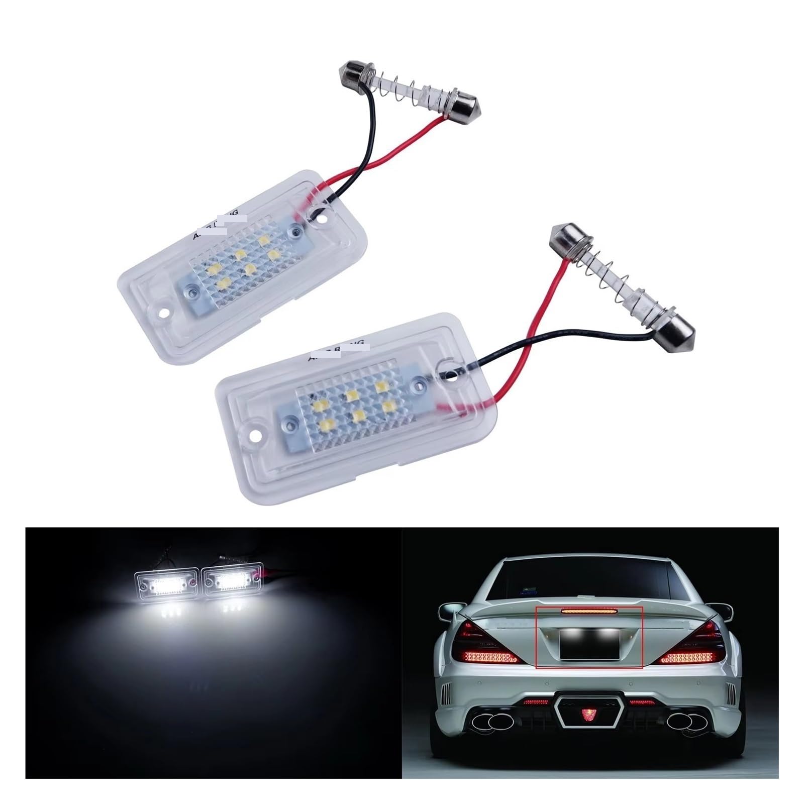 Luz LED matrícula Luz Placa Matrícula LED Para Coche Para Benz Para W203 Para C209 Para A209 Para R230 Para R199 2003 2004 2005 2006 2007 2008 2009 Luces matrícula traseras