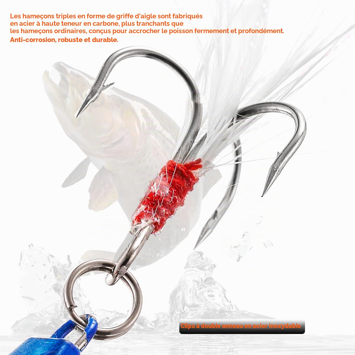 Lot de 7 leurres de pêche en métal Swimbait, Spinnerbait pour eau salée, truite douce, saumon, basse, truite, hameçon triple 40 g