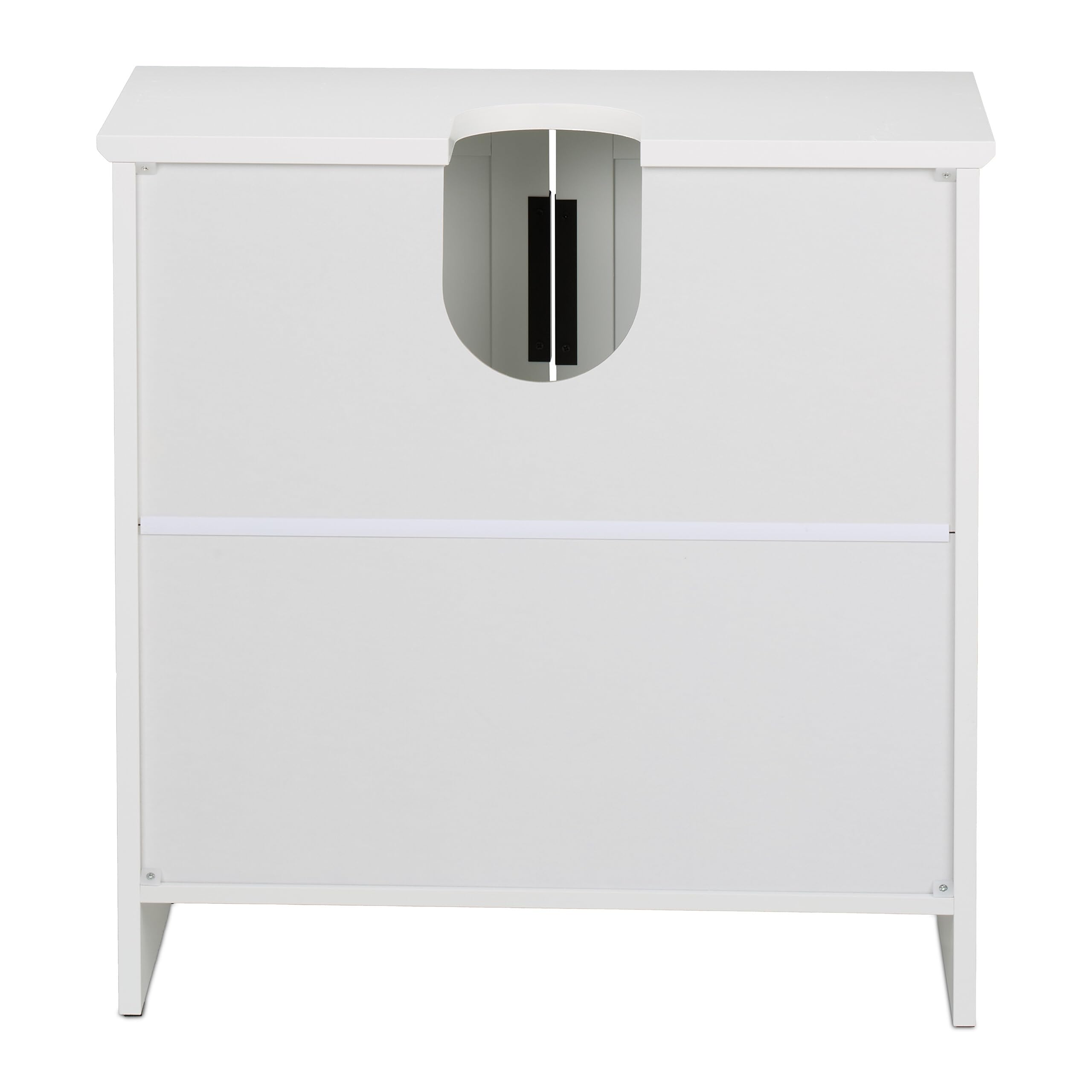 Relaxdays Mobiletto Sottolavabo, Armadietto a 2 Ante sotto Lavandino, Mobile Sifone Bagno, HLP 60x60x30 cm, MDF, Bianco