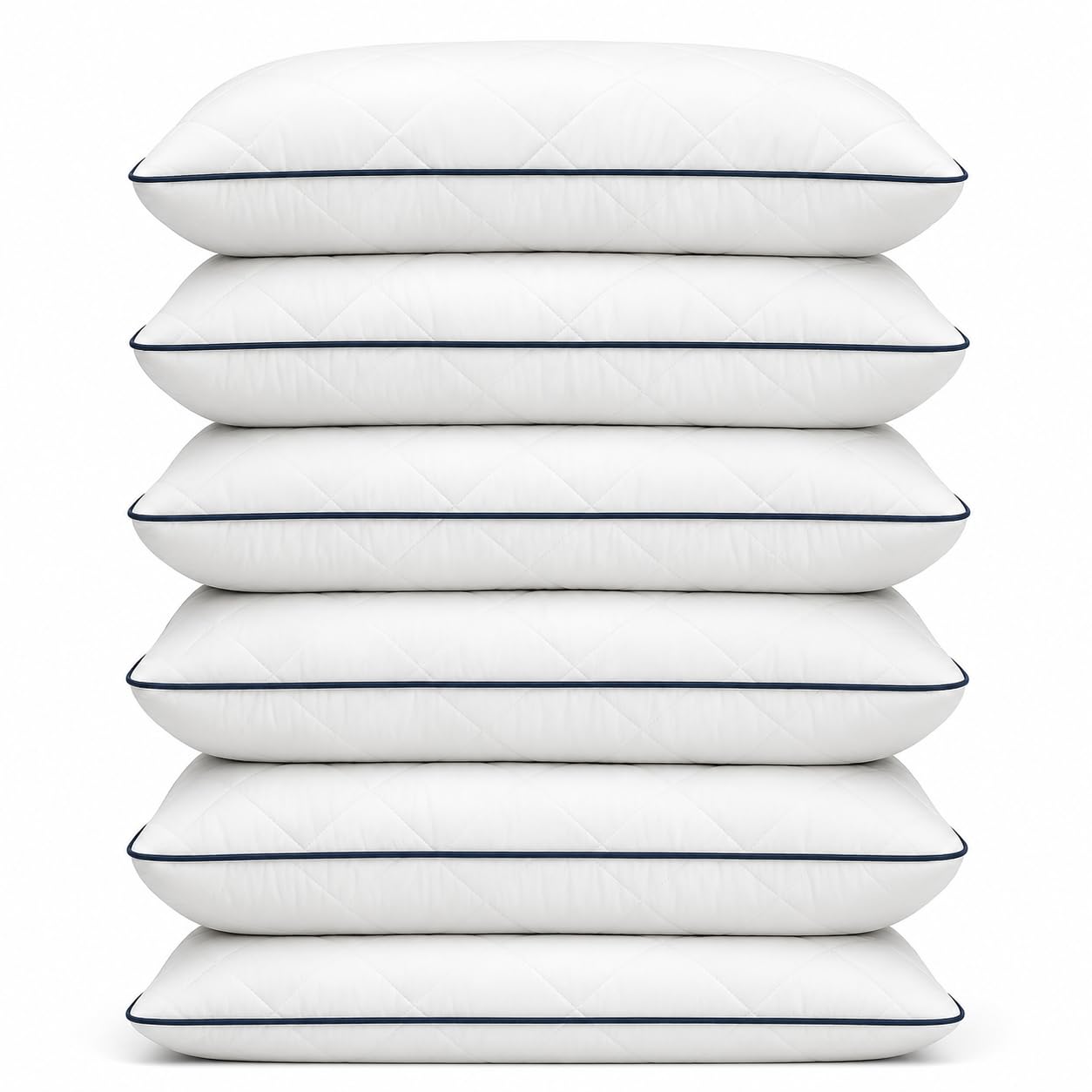 Hotel Quality Pillows 6 Pack Soft Quilted Bed Pillow Side Sleeper, Bounce Back, White Neck Pillow Supportive and Comfortable All Night Long Hypoallergenic Machine Washable