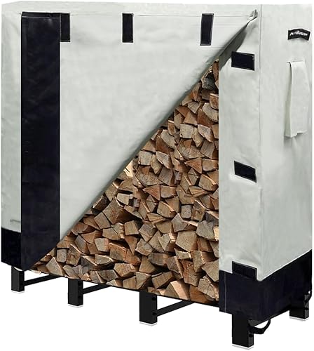 Artibear Cubierta para estante de leña para estante de madera de 4 pies, para interiores y exteriores, resistente a la intemperie, color caqui