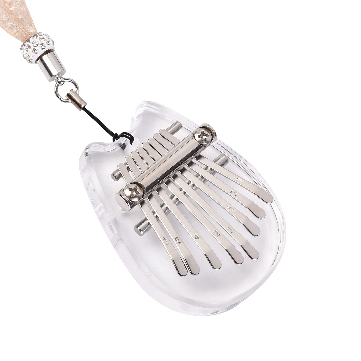 Alnicov - Pianoforte a 8 tasti Kalimba per pollice, in acrilico super MiNi, con cordino, adatto per principianti, compleanni, Natale e feste (forma di orecchie di gatto)