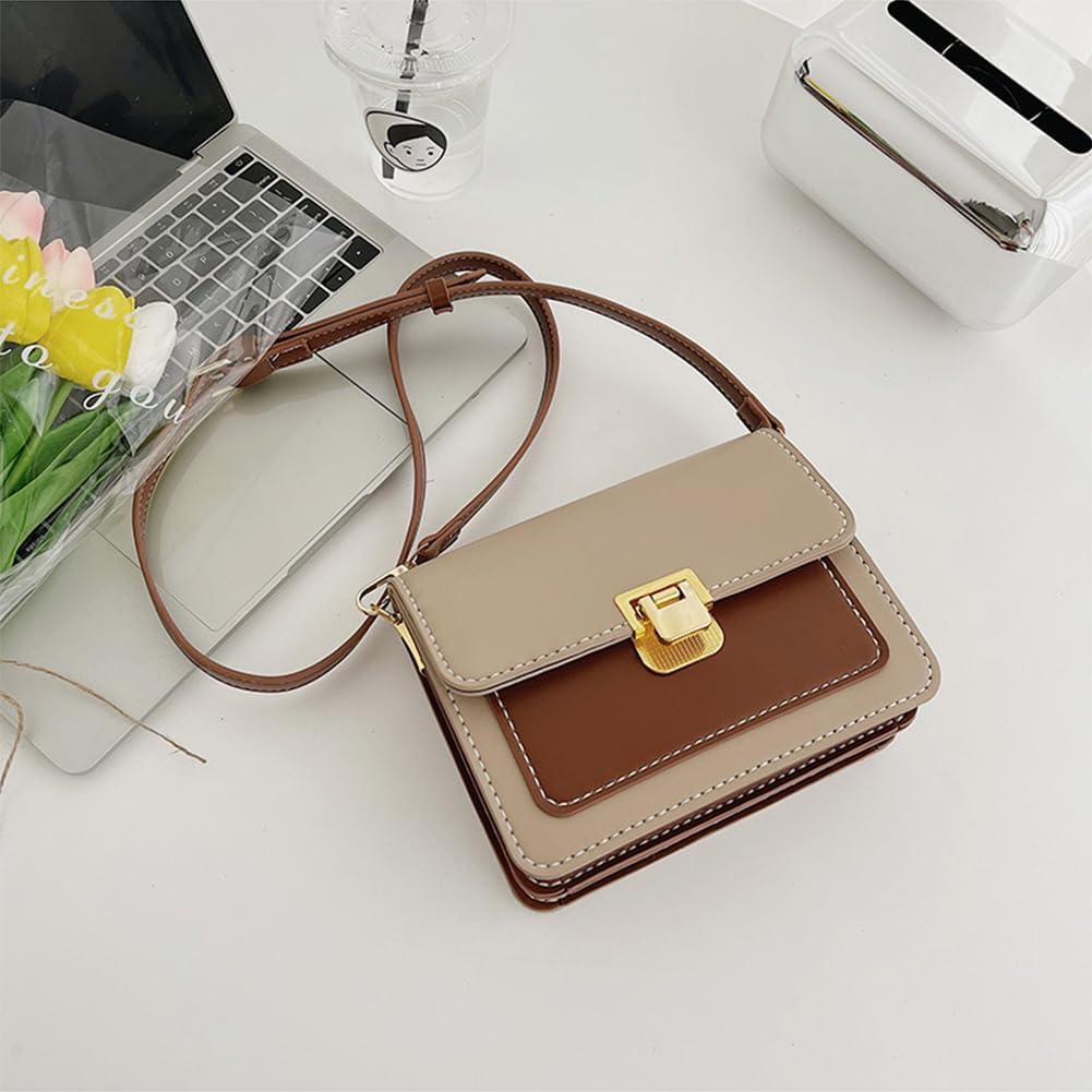 WADORN DIY Crossbody Bag Making Kit, PU Leather Shoulder Bag Making Materials Set DIY Purse Making Sewing Complete Kit Handmade Bag Making All Accessories for Beginner, 7.5x2.8x5.9 Inch, Khaki
