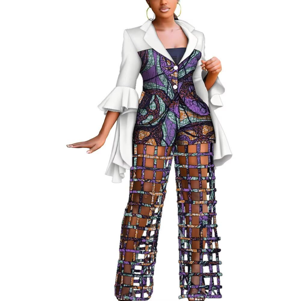 African Print Blazer and Pants Sets for Women Dashiki Traditional African Women Suits 2 Pieces Nigerian Clothing