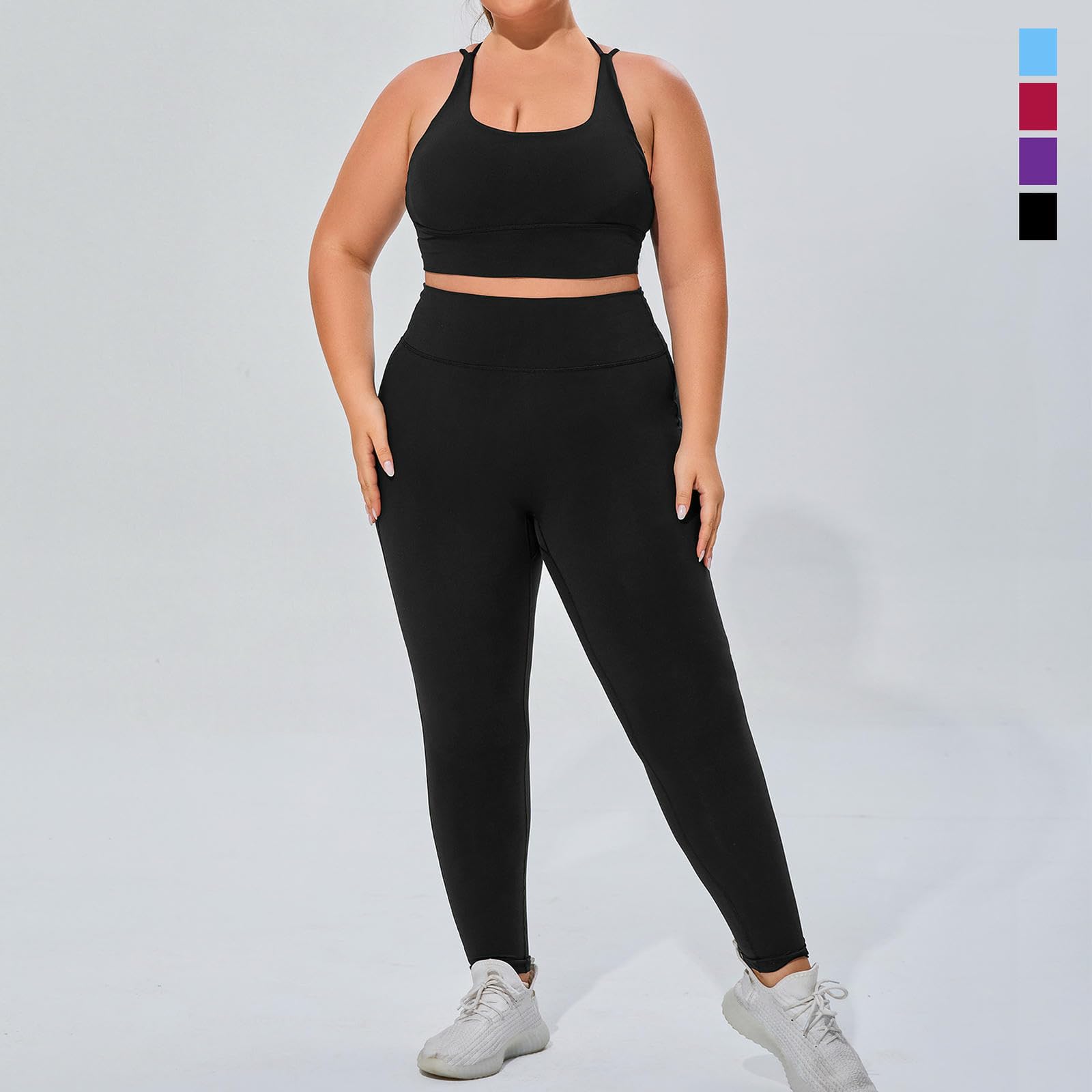 Damskie ubrania do jogi damski strój sportowy plus size wysoka elastyczna oddychająca dwuczęściowa fitness