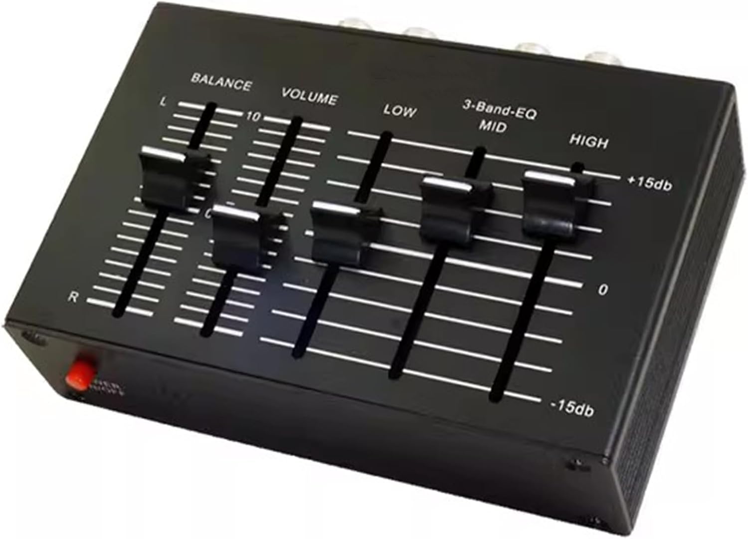 3 Bands Car Equalizer, Stereo Preamp Equalizer, with Balance Adjustment, Treble/Midrange/Bass Volume Control, RCA Output/Inputs, for Speakers, Amplifier