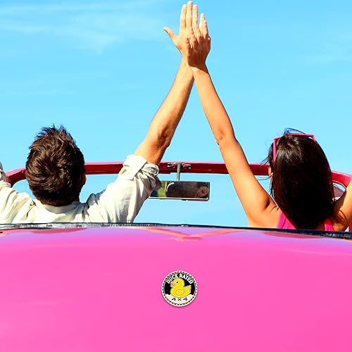 Vista 13 de Tallew Insignia de pato de metal 4 x 4, insignia automotriz de metal 3D, insignias redondas de metal para automóvil, calcomanías compatibles