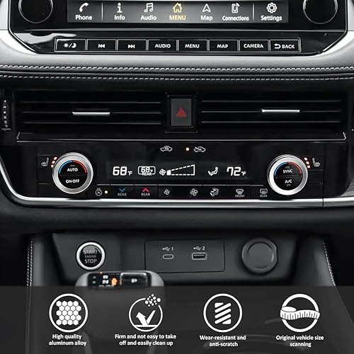 Miniatura 6 de auovo Perillas de Aire Acondicionado Cubiertas de Perillas de AC Compatibles con Accesorios Nissan Rogue 2021 2022 2023 Decoraciones de Moldura