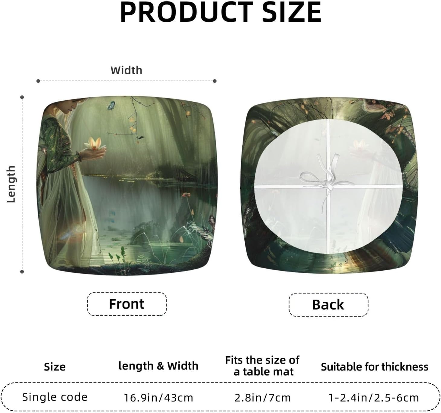 Lake Fairy Print Square Cushion Covers 6 Pcs Set Elastic Non-Slip Seat Cushion Slipcovers Pet Furniture Protectors for Chair, Sofa