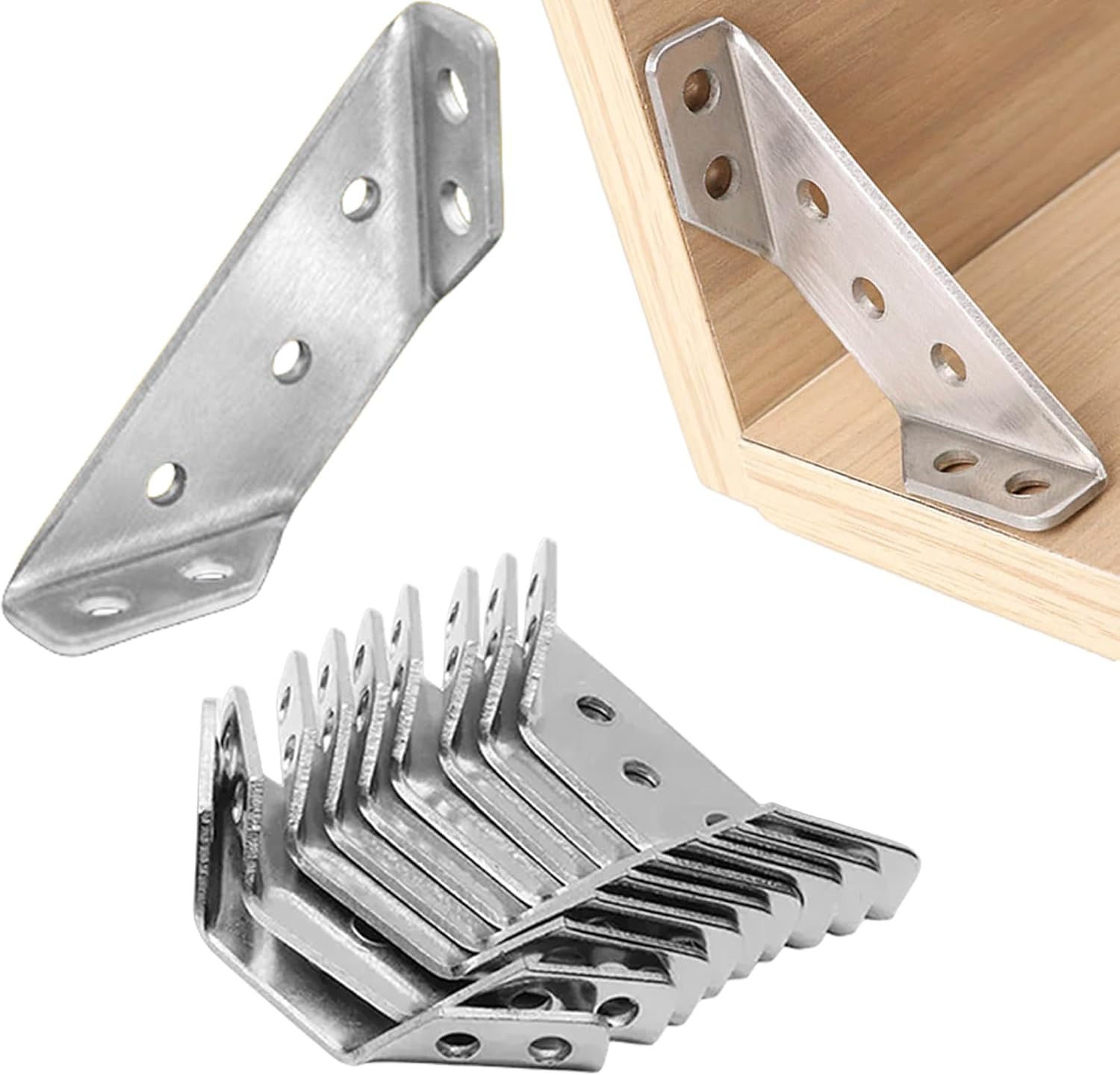 Bracket, Stainless Steel Triangle Angle Corner Brackets for Wood Furniture Connectors