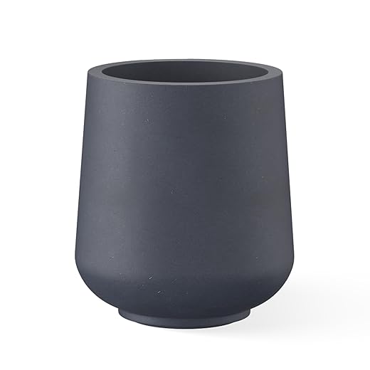 Kante 15.3" Dia Round Concrete Planter, Outdoor Indoor Large Plant Pots Containers with Drainage Hole and Rubber Plug for Home Garden Patio, Charcoal