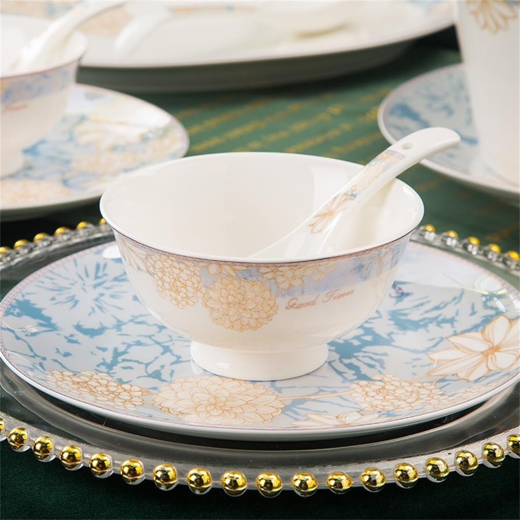 Zestaw zastawy stołowej, zestaw zastawy stołowej z porcelany kostnej, domowa ceramiczna miska, zestaw naczyń, prezent