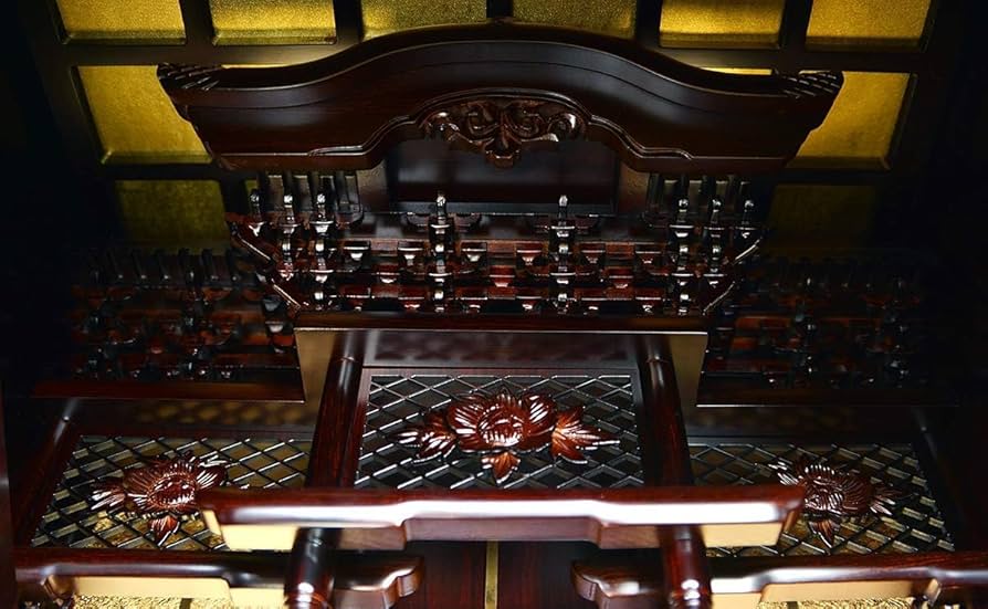 中国　唐木紫壇製　細密彫刻　霊芝　根付　置物　M　R6567E 唐木仏壇 - INORI PLACE工匠館