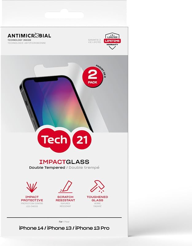 Protector de pantalla de vidrio de impacto para iPhone 14 - Paquete de 2
