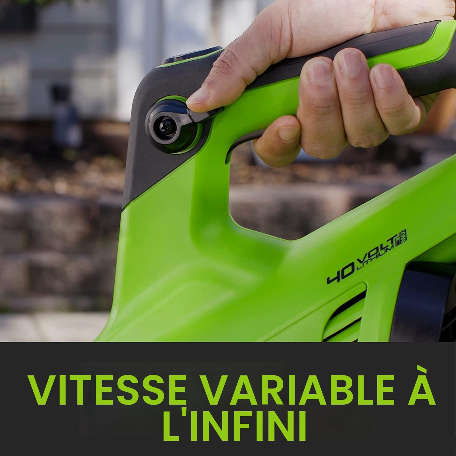 Greenworks 40V Souffleur sans Fil, Vitesse d'air de 193 km/h, Volume d'air de 14,2 m³/Min, Buse Réglable, Vitesse Variable à l'infini (avec 2Ah Batterie et Chargeur)