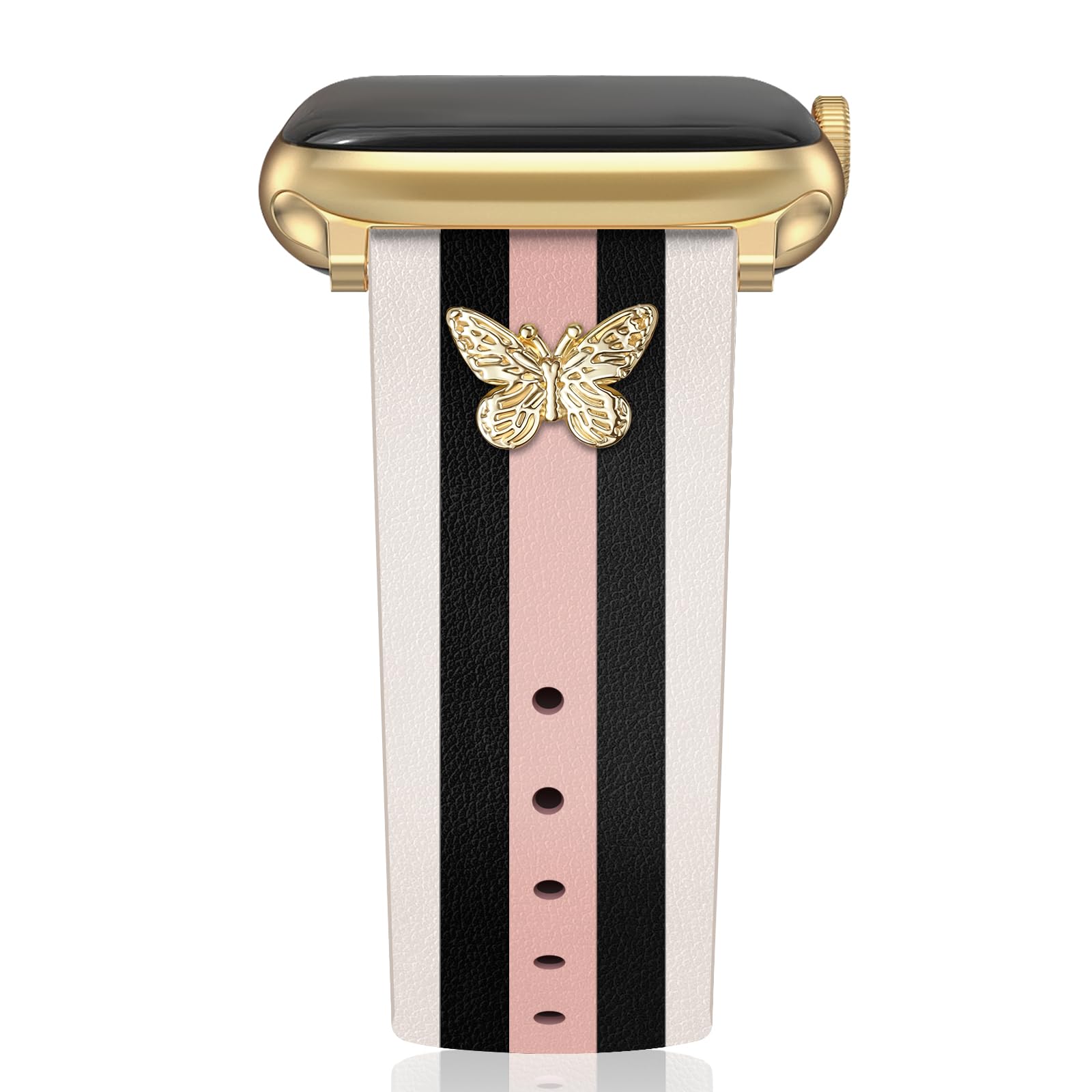 MOINSPIRE Designer Leather Bands with Charms Compatible with Apple Watch 38mm 40mm 41mm 42mm(S11/10) 44mm 45mm 46mm 49mm Women Men Strap for iWatch