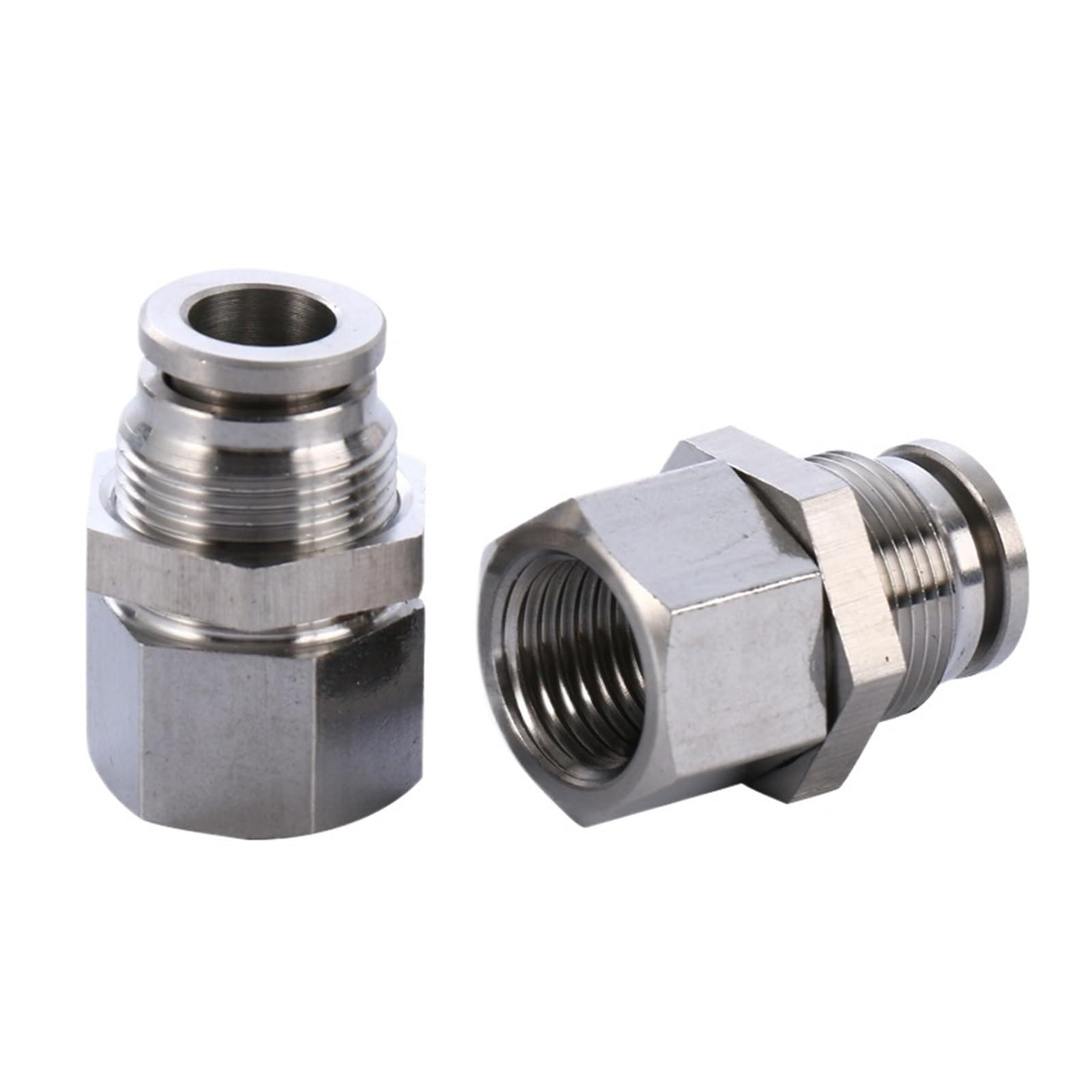 NFJNFCF 1/8" 1/4" 1/2" BSP Female x 6mm 8mm 10mm 12mm PU Push in Bulkhead Connnector Air Pneumatic 304 Stainless Panel Install Homebrew(10mm,1/4")