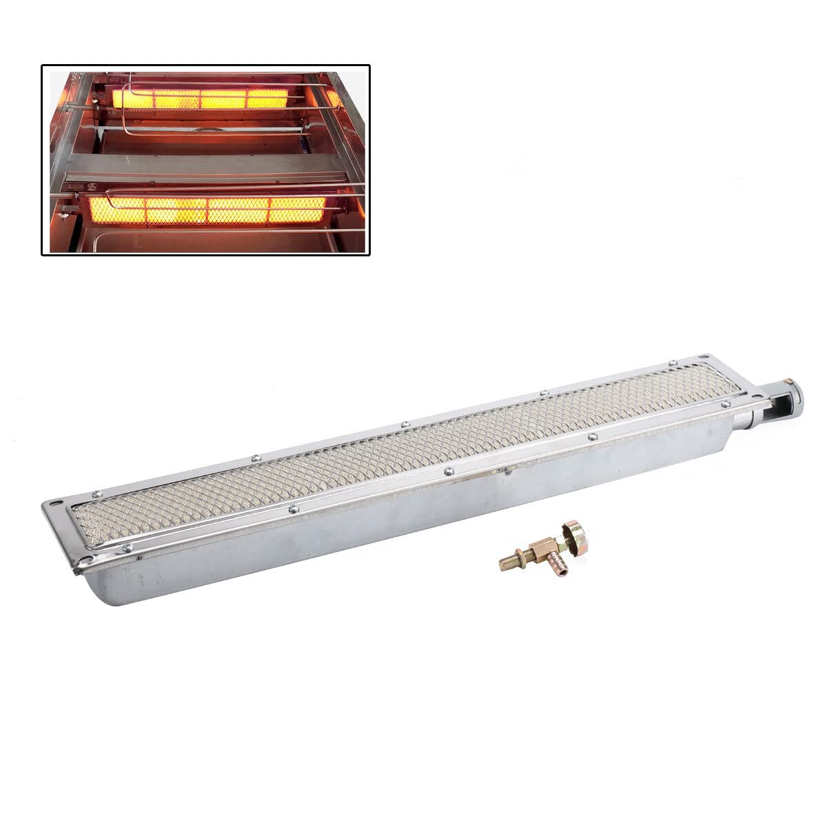 Barbecues Infrarot Seitenbrenner, Gas Camping Brenner BBQ Infrarot-Keramikbrenner Gasgrill Keramikheizung, 57 * 9,5cm