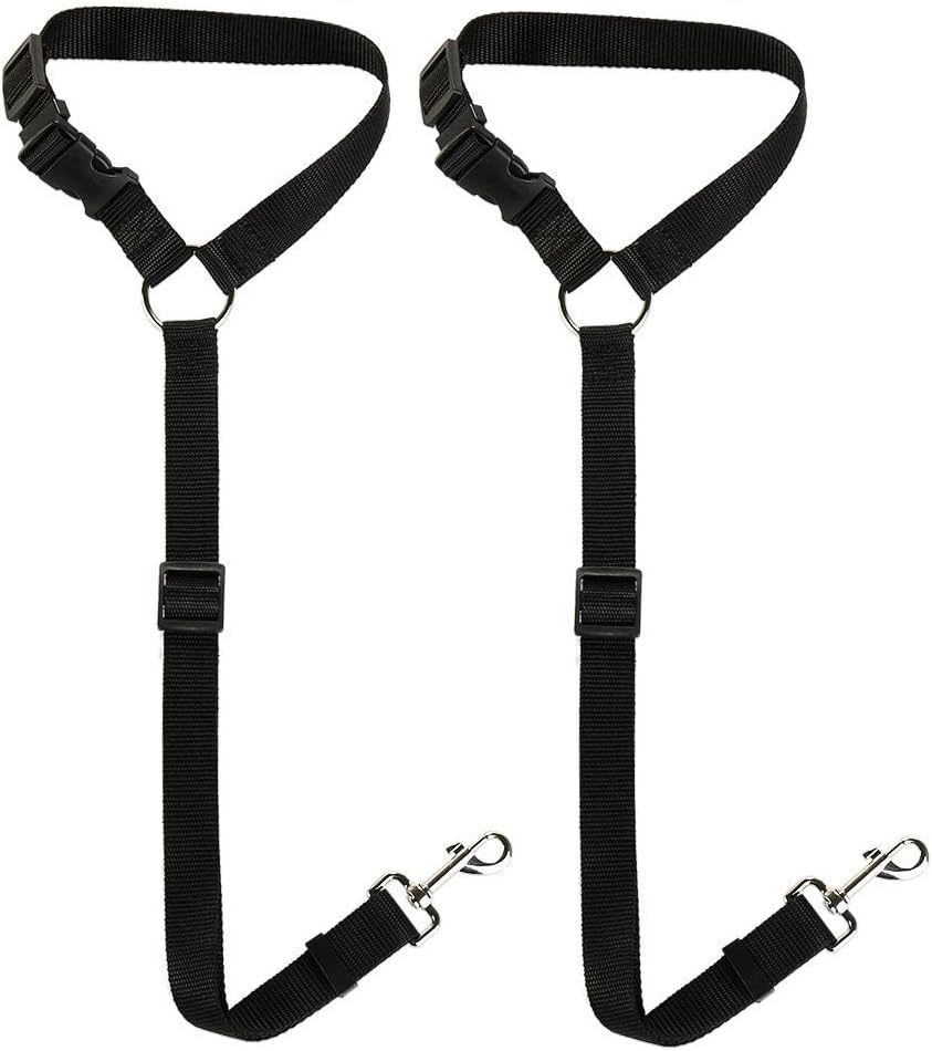 elloLife [2 PACKS] Dog Seat Belts for Car, 2in1 Headrest Restraint