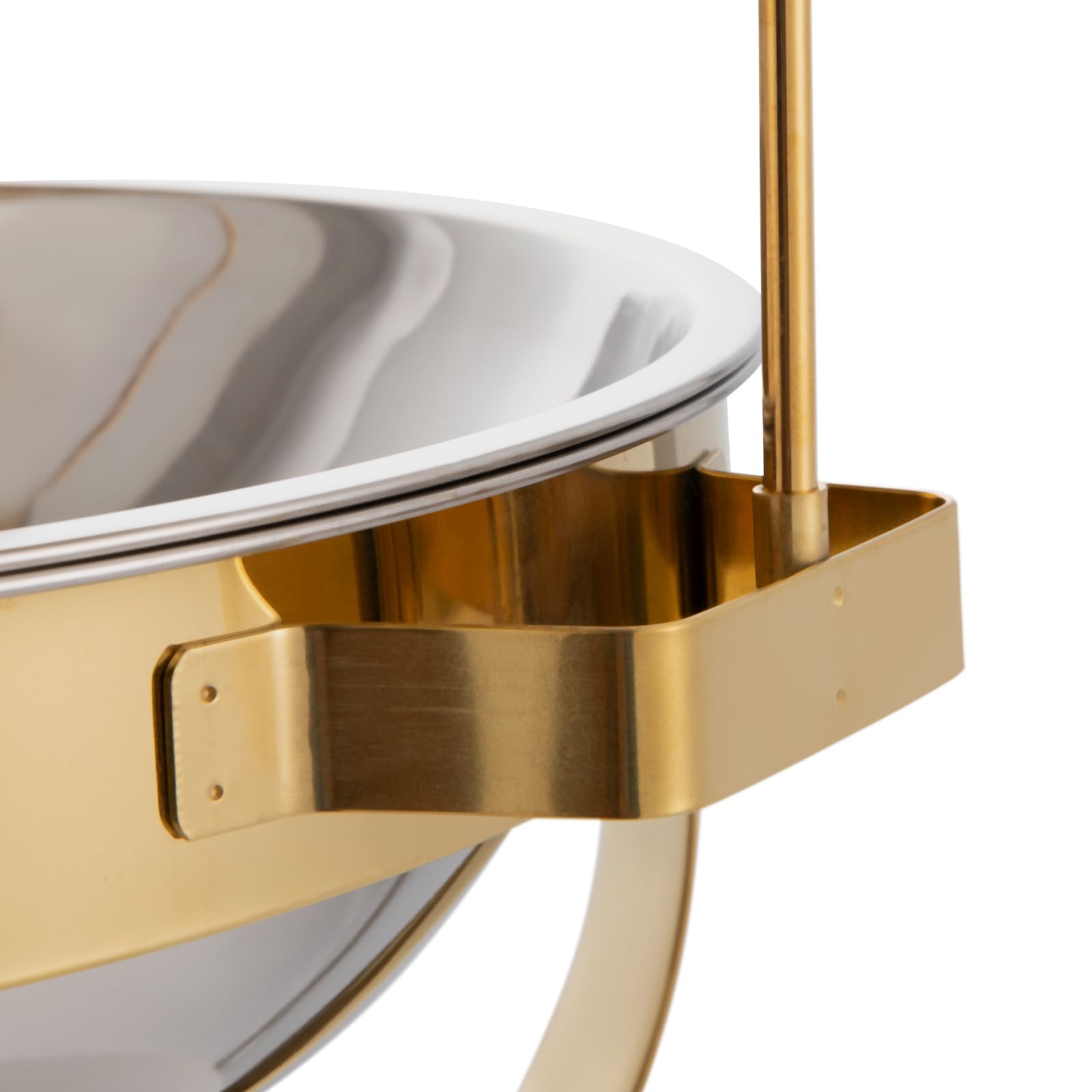 Chafer rotondo in acciaio inox con coperchio appeso, scalda buffet autoportante per sala da pranzo e catering