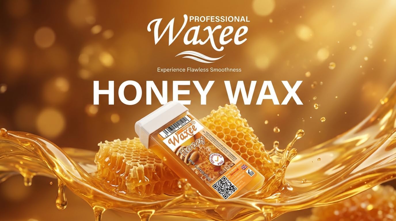 Waxee Roll On Wachskartusche, 100 ml, natürliches Honigwachs - Kolophoniumfrei - Körperwachs - Haarentfernungsbehandlung zu Hause - Empfindliche Haut - Unisex
