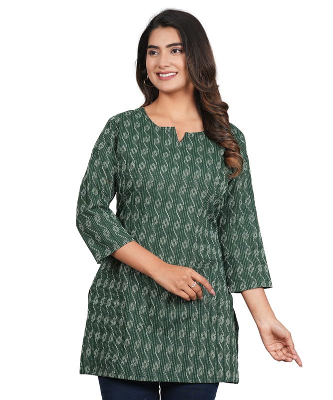 Image of Women Cotton Printed Kurti for Women | Stylish, Casual, Regular, Soft & Cozy, Comfortable Short Kurti