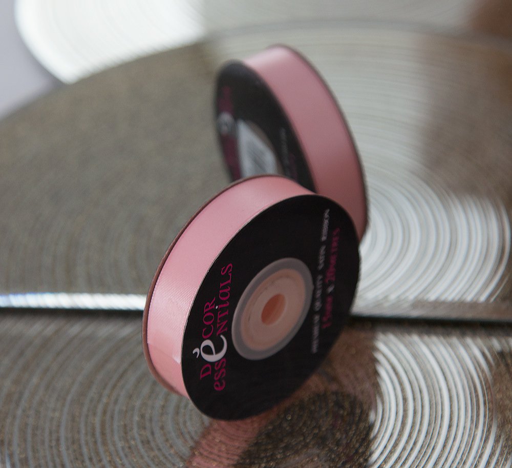 Decor Essentials Pink Double Faced Satin Ribbon 10Mm X 20 M Craft Stationery Florist (Pink)