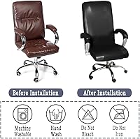 Vista 5 de ITFRO Funda impermeable para silla de oficina con fundas para reposabrazos, de piel sintética negra, funda para silla de escritorio de computadora