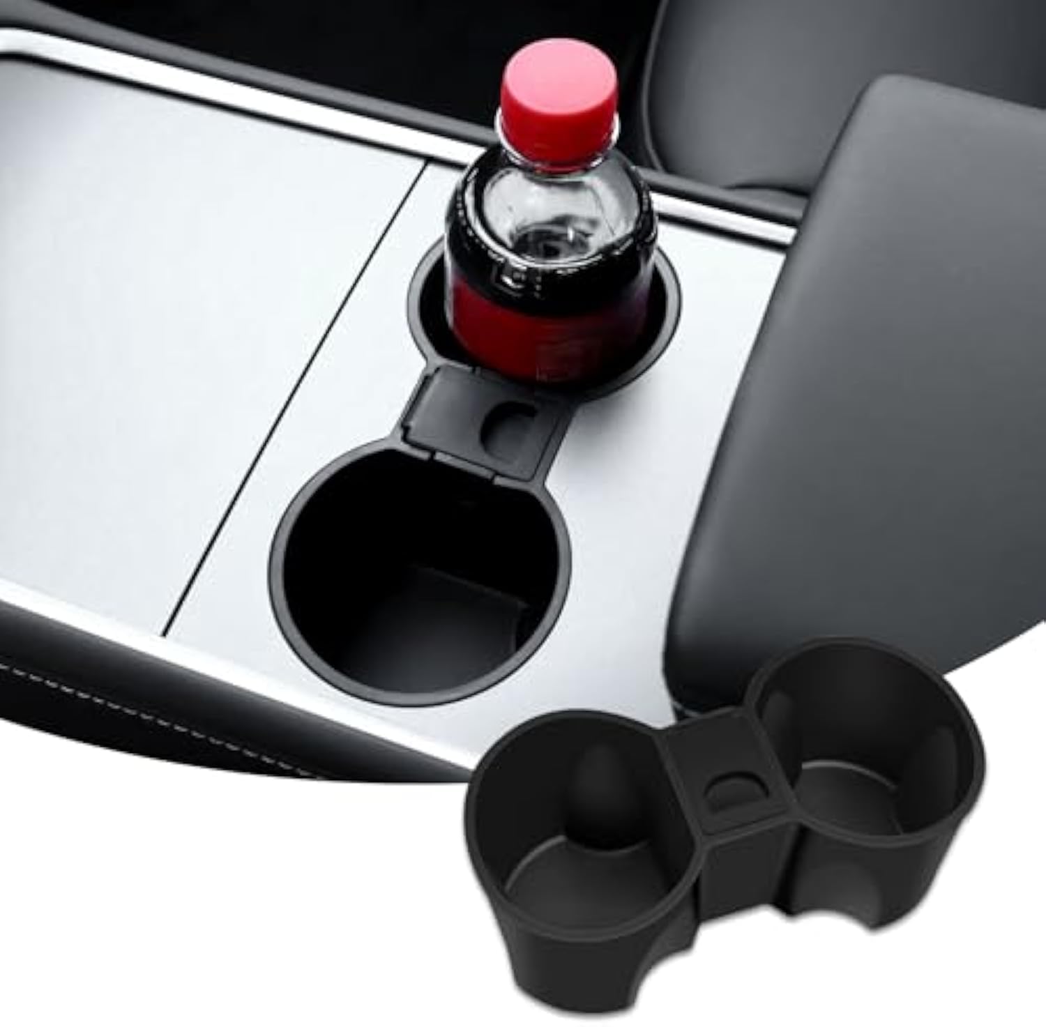 NALACAL Cup Holder Compatible with Tesla Model Y/3, Center Console Insert Car Cup Holder Automotive Drink Holder with Rotating Card Slot Design for Tesla Console Organizer Custom Cupholder