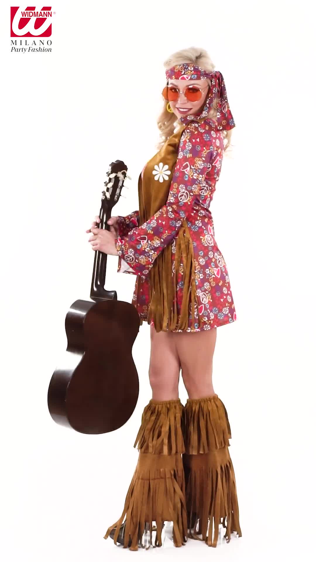W Widmann Milano Hippie Kinderkostüm – Größe 158 Cm, Mit Kleid, Stirnband & Stiefelüberziehern