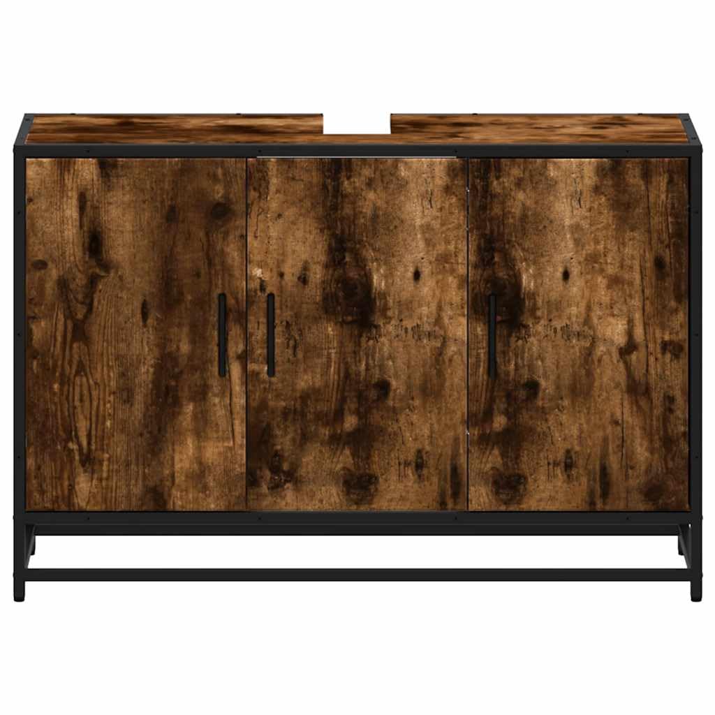Szafka pod umywalkę dąb wędzony 90 x 33 x 60 cm materiał drewnopochodny