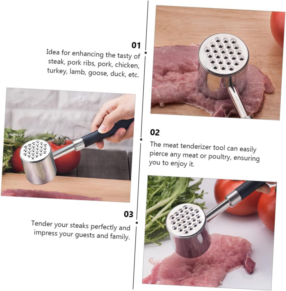 Cabilock Kitchen Meat Mallet Chicken Mallet Pork Tenderizer Steak Hammer Meat Tenderizing Tool