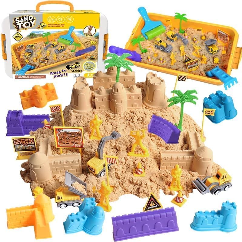 Construction Kit Magic Sand Game for Children3 4 5 6 DIY Sensory Bin for Outdoor Activities Indoor Outdoor Activities Sandbox Toys for 3-9 Year Old Boys Girls Party Favors Birthday Gifts and Prize