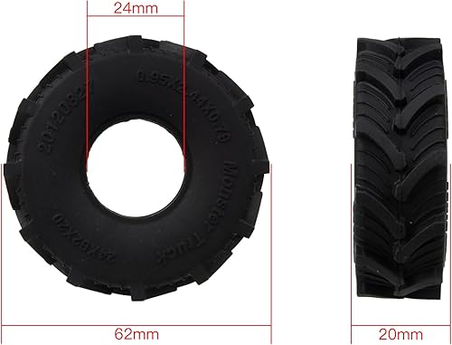 Miniatura 7 de 1.0 Crawler Mud Terrain 2.441 in Neumáticos de goma suave para 118 Axial SCX24 TRX4M Defender Bronco Deadbolt B17 FCX24 124 RC Crawler Car Upgrade