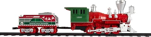 Miniatura 7 de Lionel Juego de trenes North Pole Express Holiday Train de 29 piezas con efecto de humo de vapor de agua, faro de trabajo, sonidos de bocina y