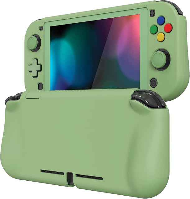 playvital ZealProtect Protective Case for Nintendo Switch Lite, Hard Shell Grip Cover for Nintendo Switch Lite w/Screen Protector & Thumb Grip Caps & Button Caps - Matcha Green