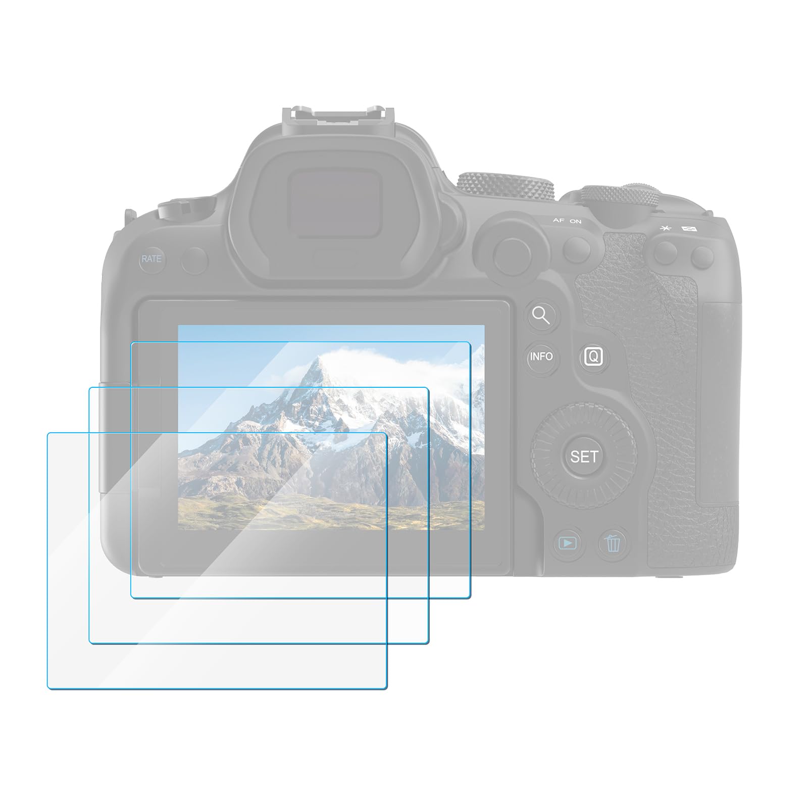 SMALLRIG Zestaw 3 folii ochronnych do Canon R6 / R6 II / R7, ultracienka powłoka ze szkła hartowanego o grubości 0,3 mm, zaokrąglone krawędzie 2.5D - 5805