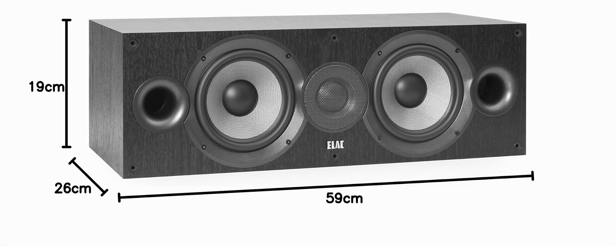 ELAC Debut 2.0 Haut-Parleur Central C6.2, Enceinte pour la Lecture de Musique sur chaîne Hi-FI, système de Son Surround 5.1, Son Excellent et Design de qualité, Haut-Parleur 2 Voies