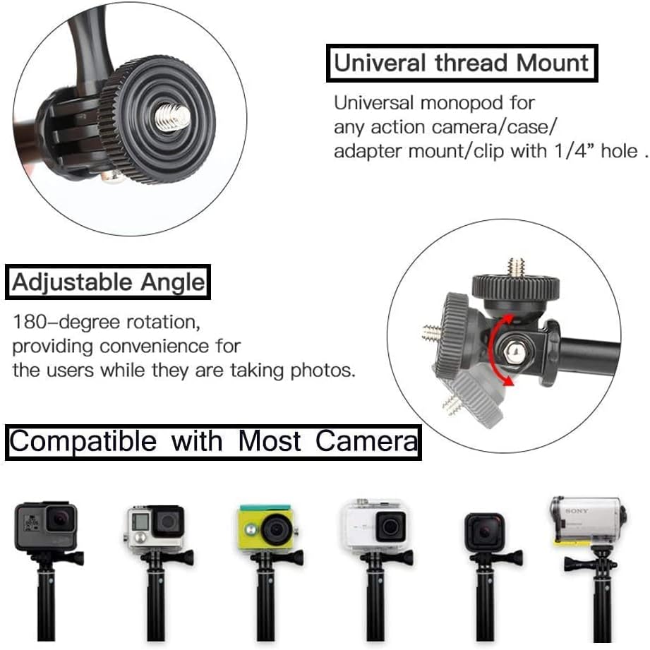 Chest Harness Mount and Telescopic Selfie Stick Long with Tripod Compatible with Gopro Hero 13 12 11 10 9 8 7, AKASO EK7000 Brave 4 ODDV Action Camera Accessories image 4