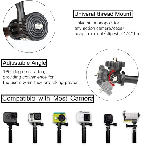 Vvhooy Extendable Selfie Stick 11-37 Inch Waterproof Action Camera Monopod Pole Adjustable Hand Grip Compatible With Gopro Hero 11 10 9 8,Akaso Ek7000 Brave 4 Brave 7 Le V50X,Insta 360 X3 X2 And More #TOP2