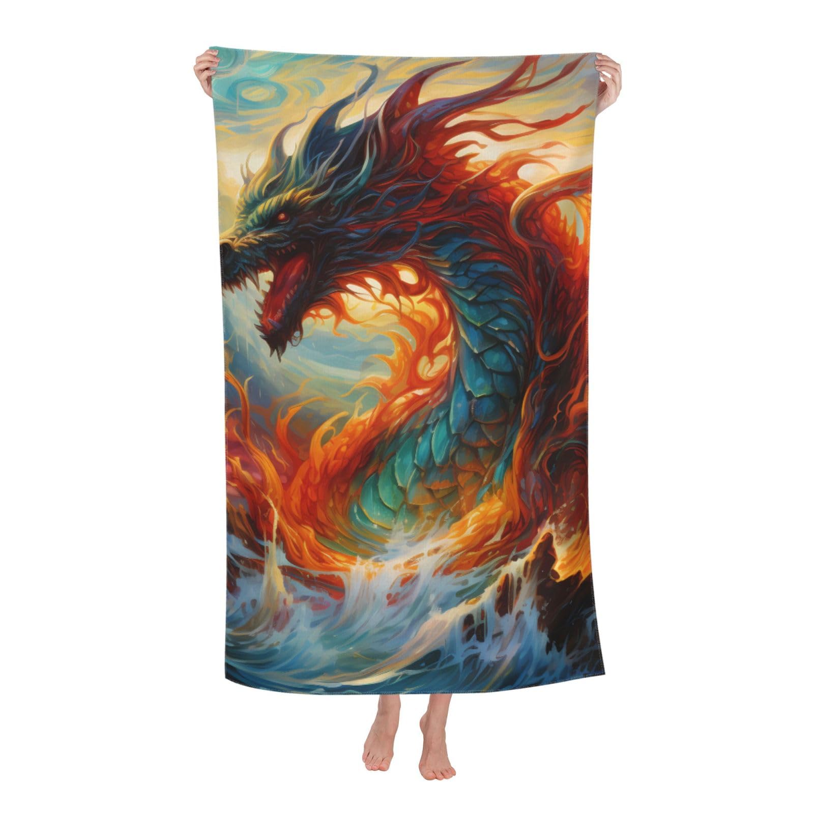 LSRCPD Beach Towel China Dragon Microfiber Beach Towels Blanket Oversized Tropical Big Extra Large XL Pool Towels Quick Dry Sandproof for Women Girls Kids