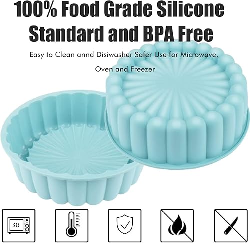 Miniatura 5 de Enfudid Molde de silicona para tartas Charlotte, moldes redondos de 7.7 pulgadas, moldes redondos reutilizables para tartas de queso y tartas de