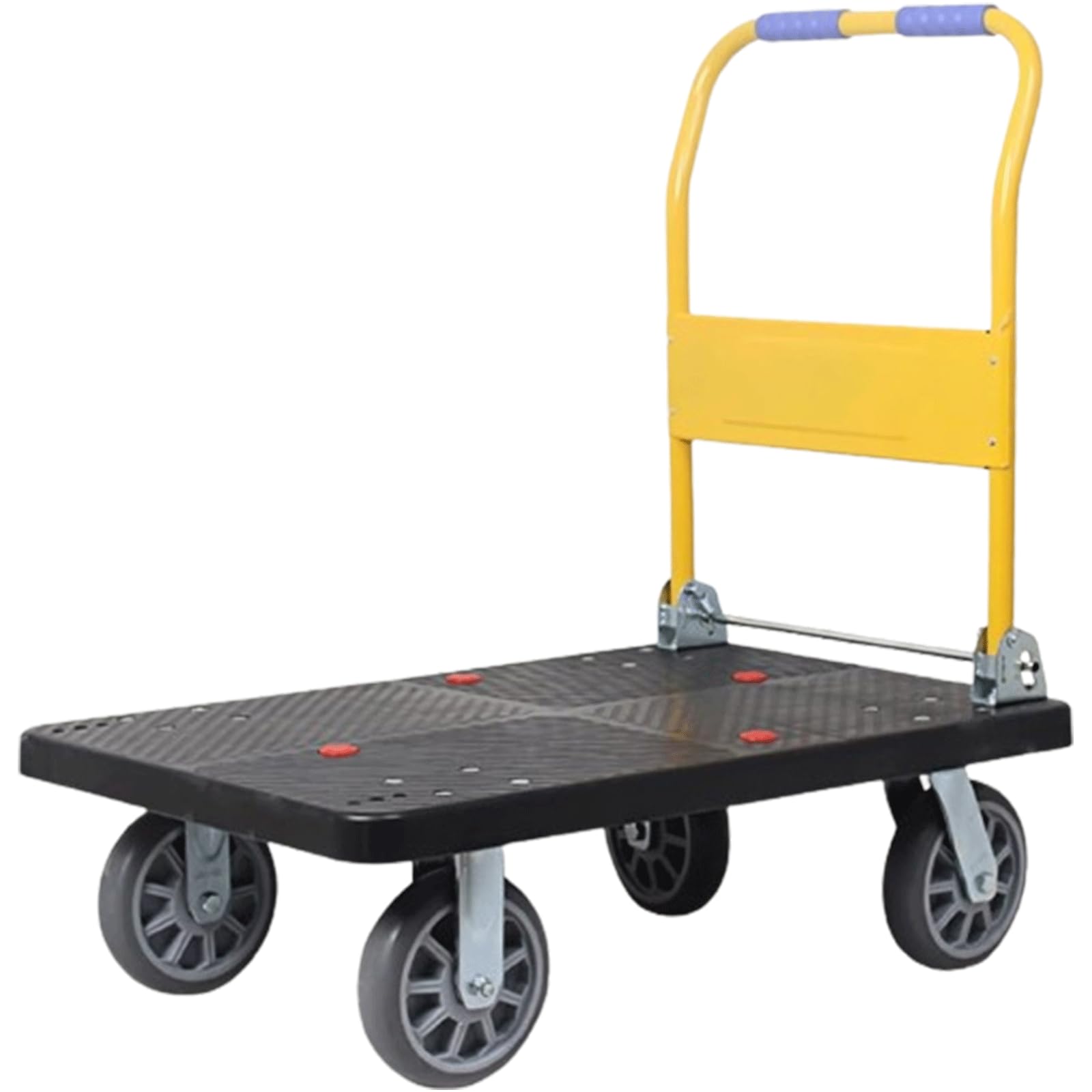 Carrello con Piattaforma di Facile stoccaggio con Ruote silenziose e Carrello di Spinta in plastica con Maniglia Pieghevole Carrello negli scantinati del Magazzino