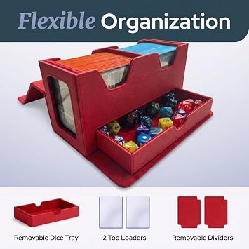 Double Deck Box MTG Commander 200+ Cards with Dice Tray Red
