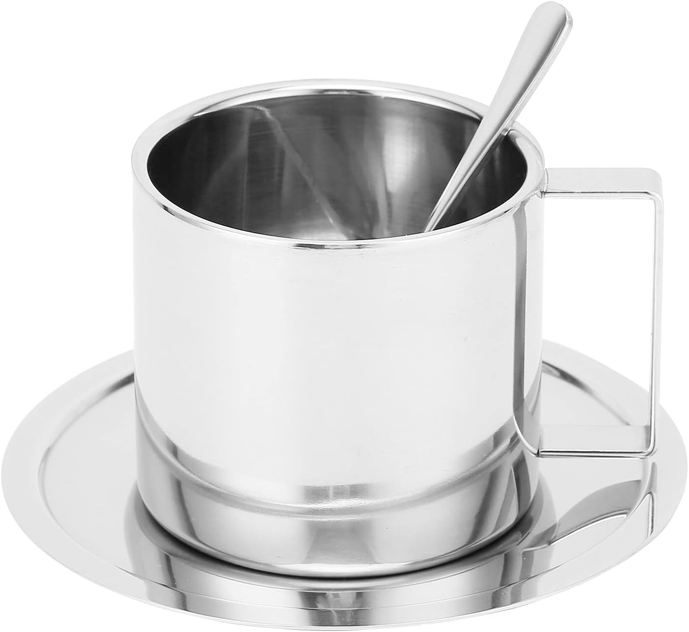 Topyond Stainless Steel Coffee Mug, DoubleLayer Insulated Milk with Spoon