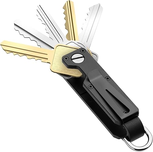 TUXON Key Organizer For Men - Compact Metallic Key Holder Minimalist Innovative Keyholder Smart Keychain Secures 1-5 Keys