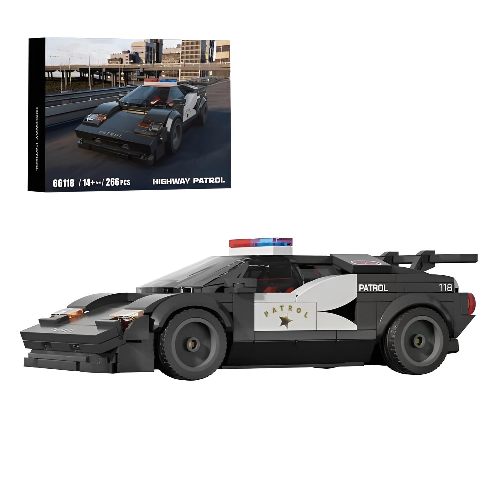 City Highway Patrol Building Blocks Set, 266 PCS Police Car Building Bricks, Speed Champion, Adventure Car Model Toy for Adults Teens