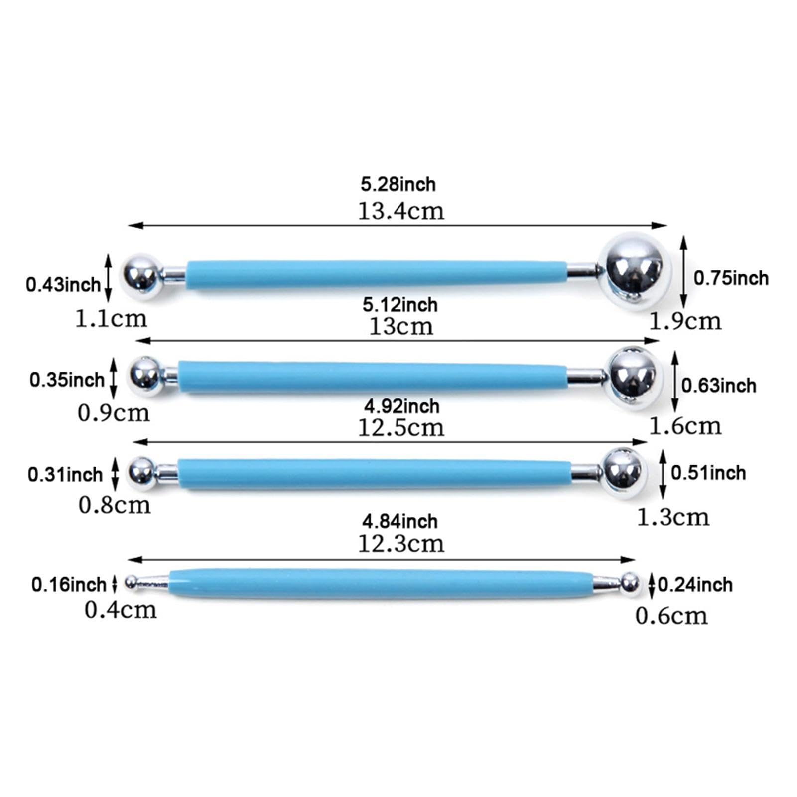 F Fityle 3x 4 Punzoni a Sfera per Puntinatura, Punzone a Sfera per Goffratura di Motivi, Strumento per Modellare E Scolpire