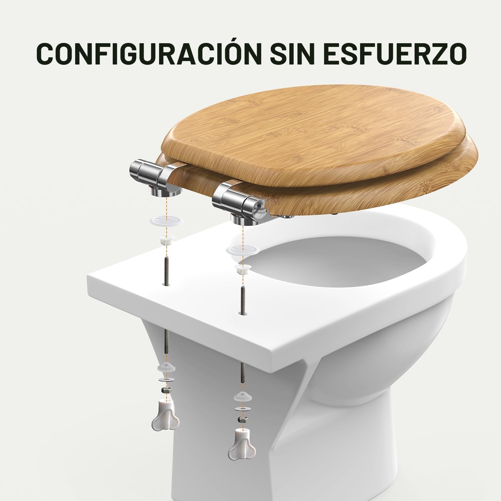 Pipishell tapa wc de Madera en Forma de O con Mecanismo de Cierre Suave y Bisagras de Metal Liso, tapadera wc universal de MDF de Cierre Lento, Fácil Montaje y Limpieza